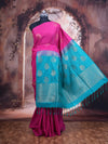 Rani Pink with Blue Semi Silk Saree