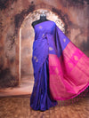 Violet with Rani Pink Semi Silk Saree