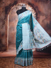 Peacock Blue Semi Silk Saree