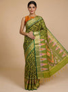 Olive Green with Light Green - Pochampalli Cotton Saree