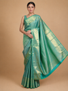 Sea Green Kanchipuram Silk Saree with Golden Zari Weave