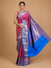 Rani Pink and Sky Blue Kanchipuram Silk Saree