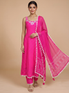 Pink with white border Dupatta Ready Made Kurti Set