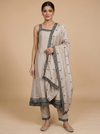 Beige with Black Ready Made Salwar Suit