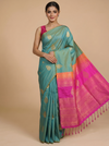 Sea Green with Rani Pink Semi Silk Saree