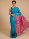 Sky Blue with Pink - Semi Silk Saree