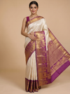 Off-White and Magenta Kanchipuram Fancy Silk Saree