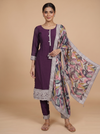 Deep Wine with Multi-Color Printed Dupatta Ready Made Kurti Set