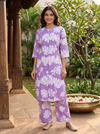 Lavender Floral Cotton Kurti Set