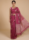 Magenta with Silver Zari - Semi Tussar Saree