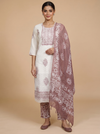 Off-White with Dusty Rose Mauve Ready Made Salwar Suit