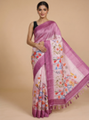 Mauve Pink Floral Digital Print Dola Silk Saree