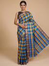Blue and Yellow with Ink Blue Munthi Chettinad Cotton Saree