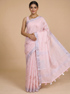 Light Pink with Silver - Linen Cotton Saree