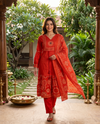 Rust Red with Dupatta Anarkali Set