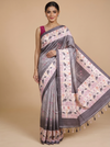 Steel Grey with Cream - Semi Tussar Saree
