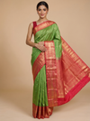 Light Green with Crimson Red - Pure Kanchipuram Silk Saree
