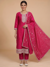Magenta With Zari Pink Dupatta Ready Made Salwar Suit