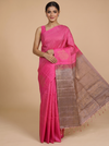 Rose Pink with Antique Gold Kanchipuram Pure Mix Silk