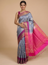 Grey and Magenta Pure Soft Silk Saree