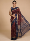 Maroon with Navy Blue - Pure Silk Cotton Saree