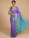 Elegant Pure Silk Cotton Saree in Lavender and Turquoise Blue