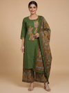 Olive Green with Printed Dupatta Ready Made Salwar Suit