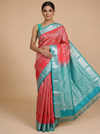 Strawberry Pink with Sea Green Kanchipuram Fancy Silk Saree