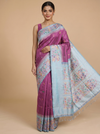 Magenta with Ice Blue Fancy Silk Saree