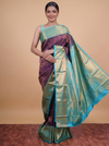 Exquisite Royal Purple and Mint Green Kanjivaram Silk Saree