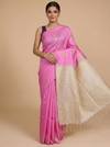 Pink with Cream - Semi Silk Saree