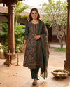 Dark Green with Bottle Green Dupatta Anarkali Set