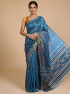 Steel Blue With Multi-Color Accents - Semi Tussar Saree