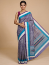 Steel Grey with Teal Blue -Semi Tussar Saree