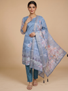 Steel Blue with Pastel Floral Dupatta Ready Made Salwar Suit