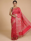 Pink Red with Metallic Gold - Semi Tussar Saree