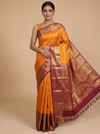 Vibrant Mustard and Maroon Kanchipuram Fancy Silk Saree