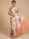 Cream with Peach - Semi Tussar Saree