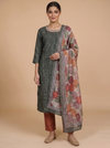 Olive Green with Multicolor Dupatta Ready Made Salwar Suit