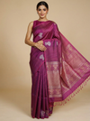 Majestic Magenta Pink Silk Saree with Fine Zari Stripes