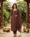 Brown with Dupatta Anarkali Set