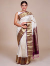 Exquisite Off-White with Magenta Kanchipuram Silk Saree