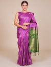 Orchid Pink With Green Semi Silk Saree