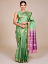 Parrot Green With Purple Semi Silk Saree