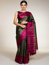 Bottle Green with Magenta Pink Kanjivaram silk saree
