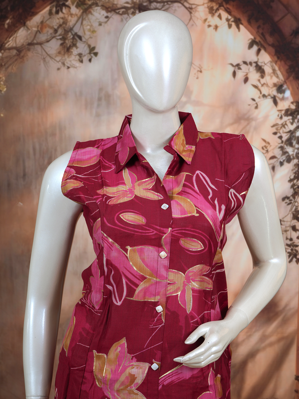 Wine Red Floral Co-ord Set