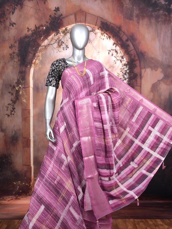 Mauve Purple with Matching Mauve Pallu - Semi Raw Silk Saree