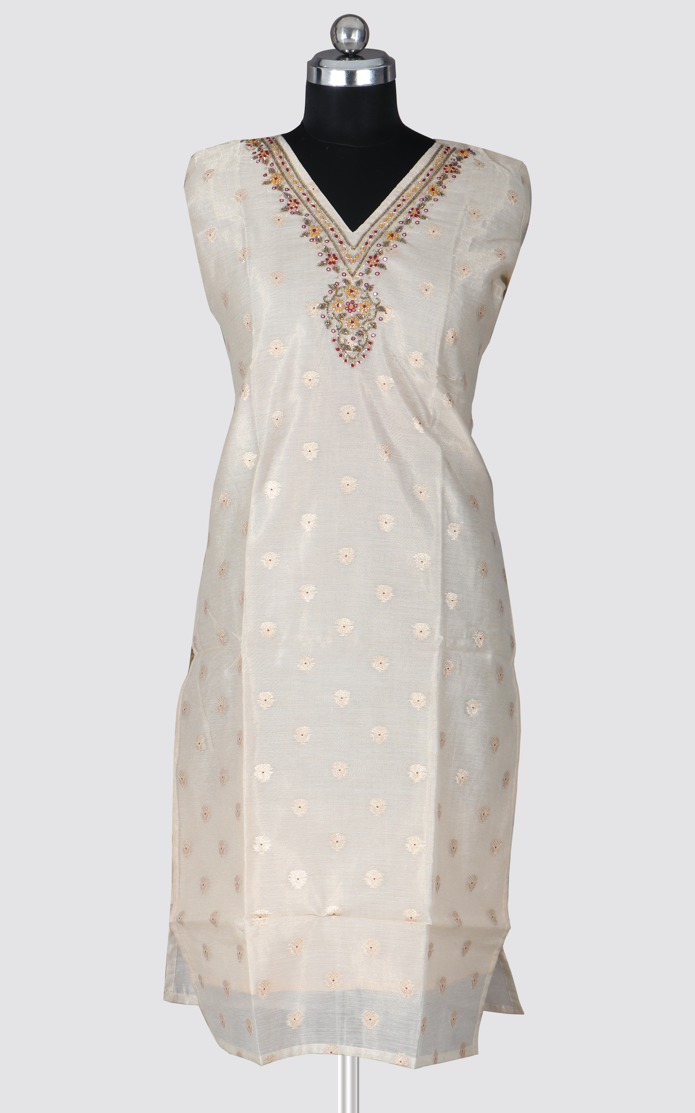 White - Printed Side Slit Kurti