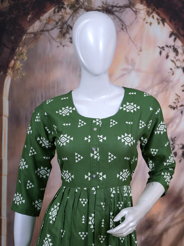 Olive Green Anarkali Set
