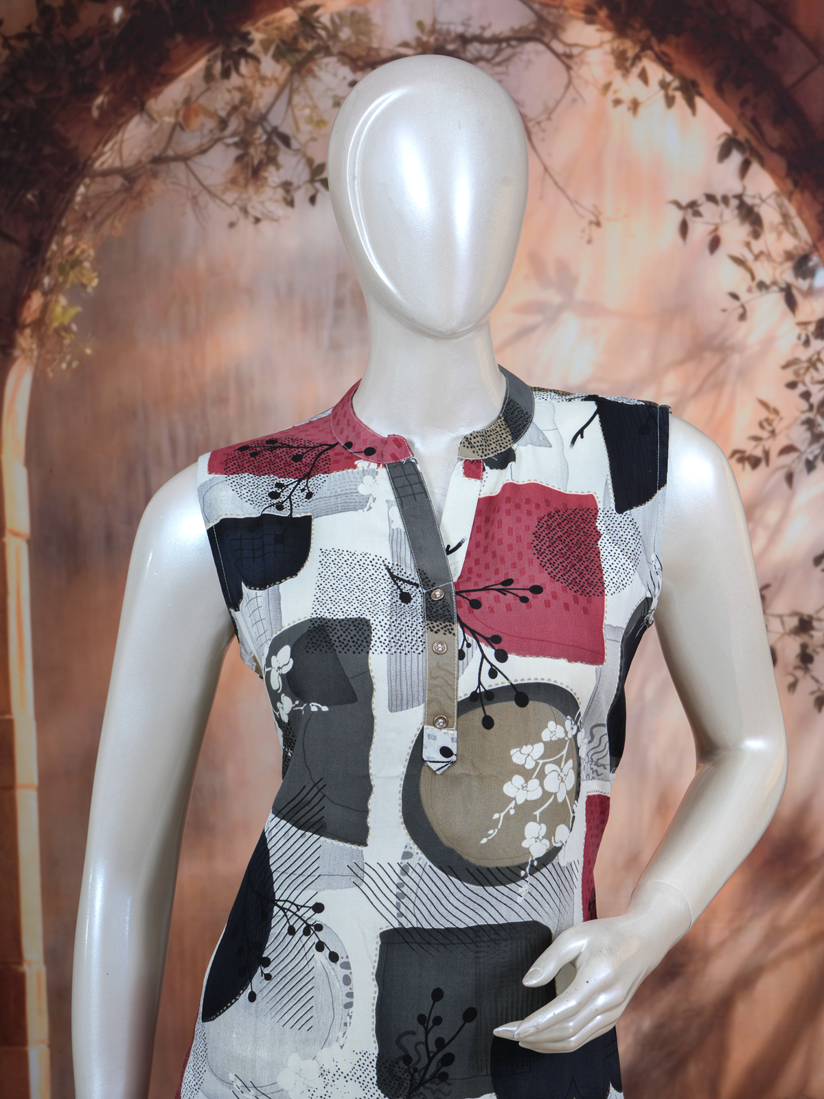 Cream Multicolor Abstract Print Co-ord Set